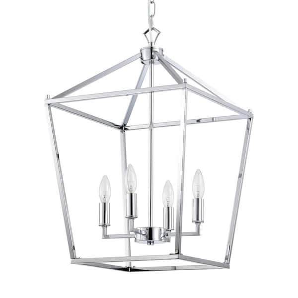 Warehouse of Tiffany Buelex 16 in. 4-Light Indoor Chrome Finish Chandelier with Light Kit