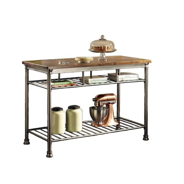 HOMESTYLES The Orleans Vintage Carmel Kitchen Utility Table