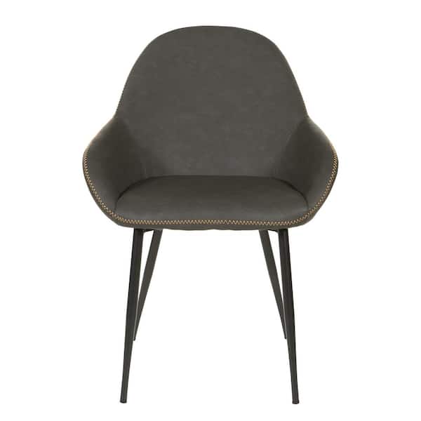 OSP Home Furnishings Piper Chair in Smoke faux leather w/ Light Brown Trim