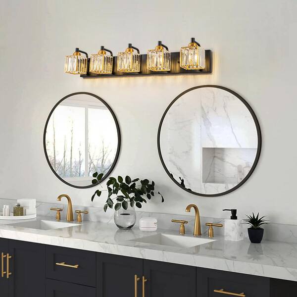 その他 Sugar Snow LLHZSY Schonbek 33.27 in. 5-Light Black and Gold Bathroom