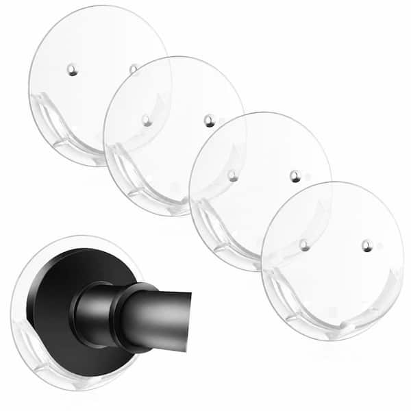 Gloss Clear Adhesive and Screw Mount Shower Curtain Rod Holder with Wide Polycarbonate Bracket