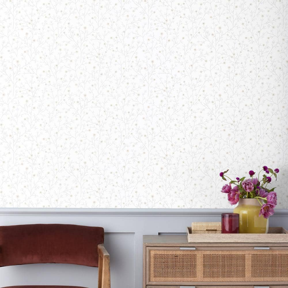 The Company Store Ava Ditsy Natural Peel and Stick Wallpaper Panel ...