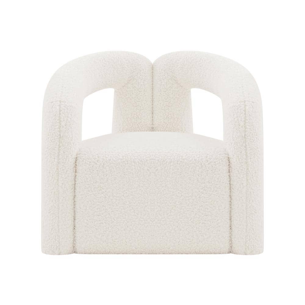 Manhattan Comfort Darian Cream Modern Boucle Fabric Upholstered Accent Chair, Ivory -  AC061-CR