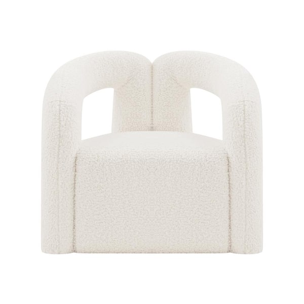 Manhattan Comfort Darian Cream Modern Boucle Fabric Upholstered Accent Chair