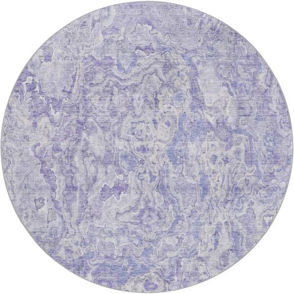 Dream Shag Premium Machine Washable Abstract ADS829 Plum 8 ft. x 8 ft. Round Rug