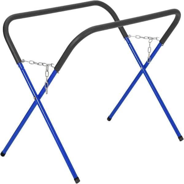 Blue Folding Workbench Auto Body Stand 500 Lbs Capacity, Portable Adjustable Work Stand for Garage & Workshop