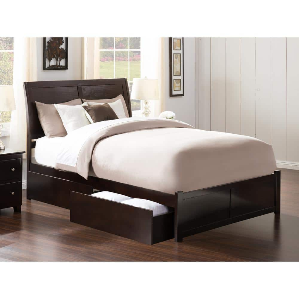 AFI Portland Espresso Black Solid Wood Frame King Platform Bed With ...