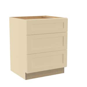 Newport Cream Painted Plywood Shaker Assembled Base Drawer Kitchen Cabinet 27 W in. 24 D in. 34.5 in. H