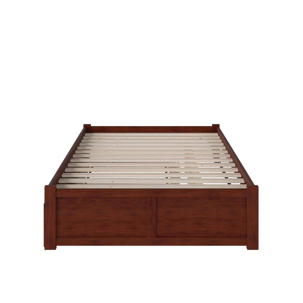 Concord Walnut Queen Platform Bed with Upholstered Headboard and Storage Trundle