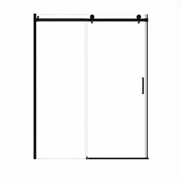 CASAINC 59.6 in. to 60.6 in. W x 76 in. H Framed Sliding Shower Door in Matte Black with Tempered Clear Glass Certified by SGCC