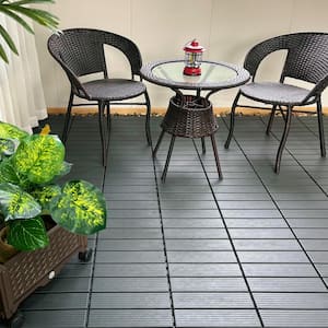 12in.W x12in.L Outdoor Striped Square PVC Drainage Interlocking Flooring Deck Tiles(Pack of 44Tiles)in Gray