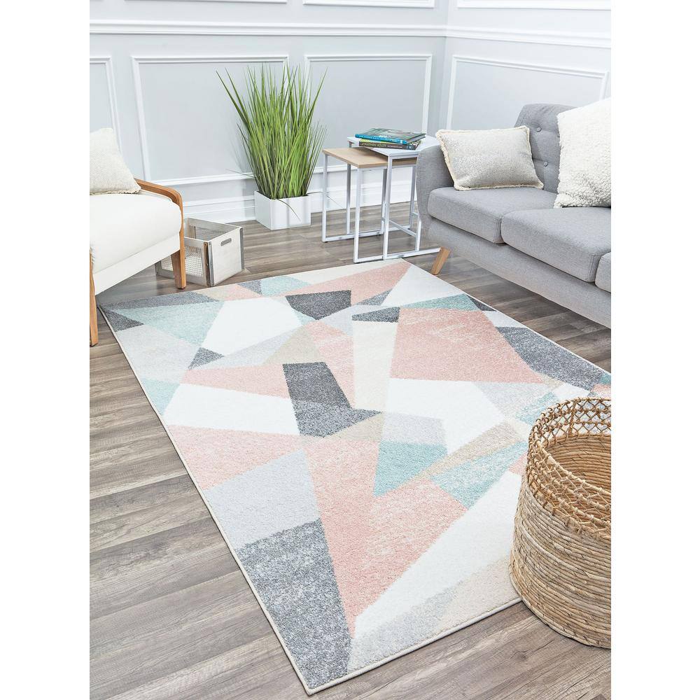 Milkshake Geometric 8' x 10' Gray Synthetic Area Rug