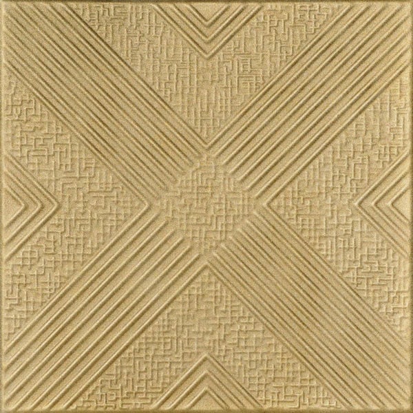 A La Maison Ceilings Hidden Treasure Light Brass 1.6 ft. x 1.6 ft. Decorative Foam Glue Up Ceiling Tile (21.6 sq. ft./case)