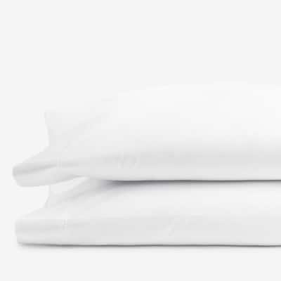 White Solid 300-Thread Count Bamboo Cotton Sateen Standard Pillowcase (Set of 2)