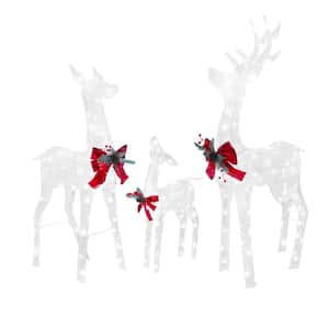 4.5 ft. 3D Reindeer Family Outdoor Christmas Holiday Yard Decoration Cool White LED, White