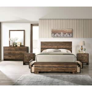 Olala 5-Piece Light Walnut Solid Wood California King Bedroom Set with Care Kit