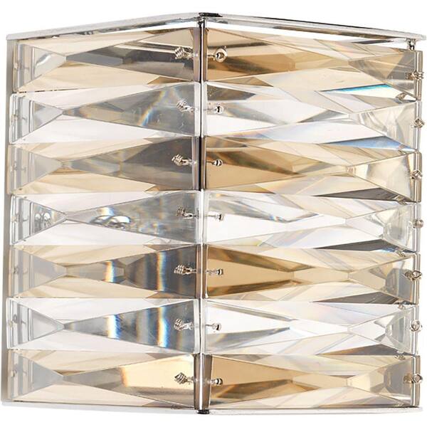 Progress Lighting The Pointe Collection 1-Light Polished Chrome Wall Sconce with Clear and Champagne Glass