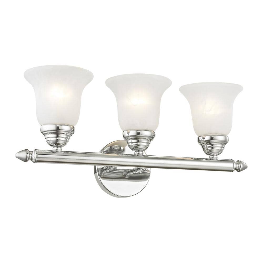 Polished Chrome 19" Vanity Light with White Alabaster Glass