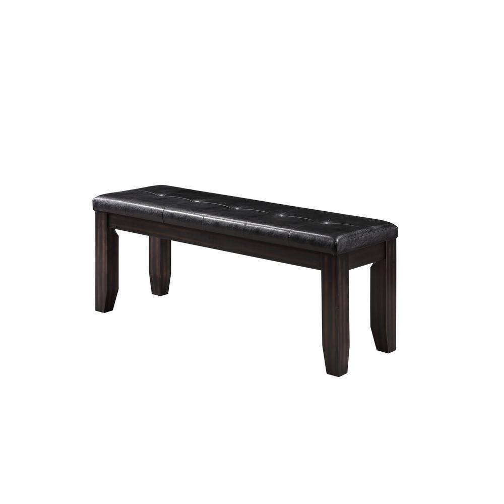 Espresso and Black PU 48" Modern Bench