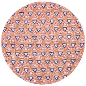 Trace Red/Navy 6 ft. x 6 ft. Geometric Round Area Rug