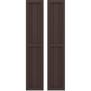 10-1/2 in. W x 51 in. H Americraft 3 Board Real Wood Two Equal Panel Framed Board and Batten Shutters Raisin Brown