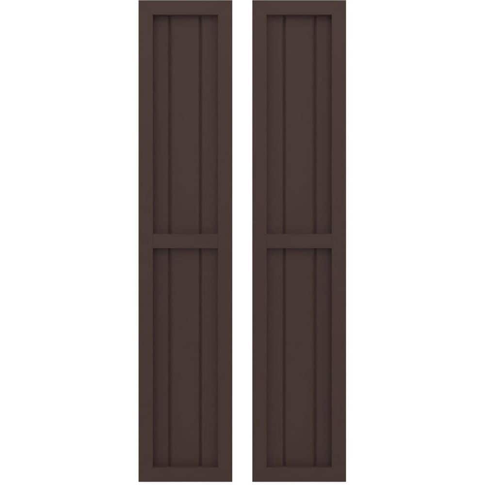 10-1/2 in. W x 83 in. H Americraft 3-Board Real Wood 2 Equal Panel Framed Board and Batten Shutters in Raisin Brown price history on PriceWatchPro