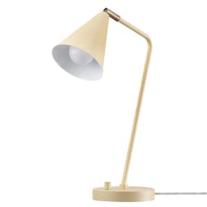 Emily 18 in. Matte Yellow Desk Lamp with Brass Accents