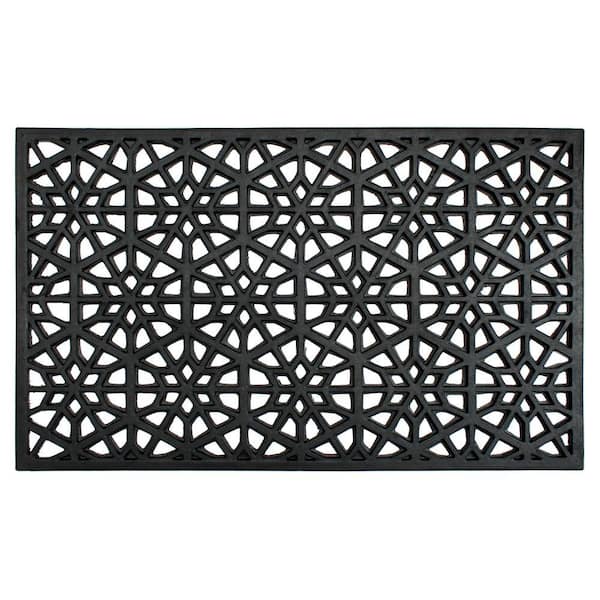 Unbranded Honeycomb Black 18 in. x 30 in. Rubber Non-Slip Outdoor Door Mat