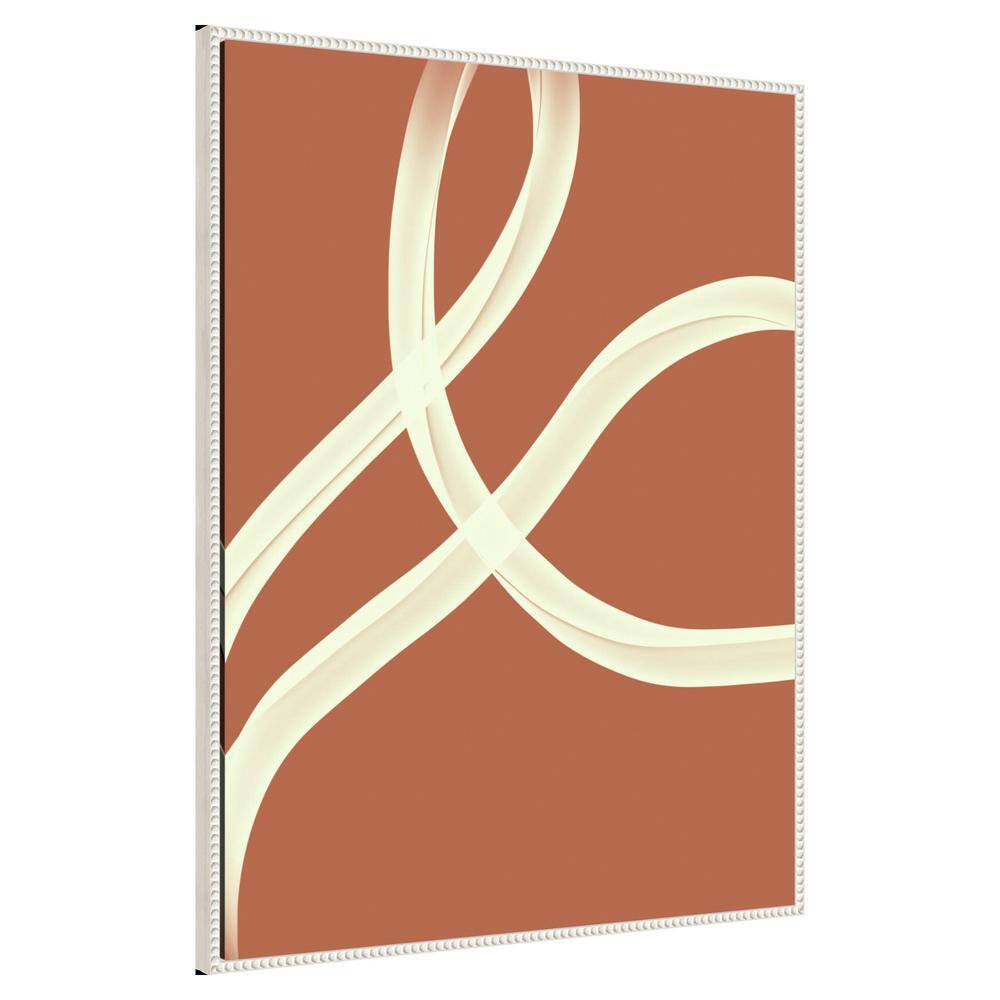 Large Beaded Framed Abstract Canvas Wall Art in Beige and Brown