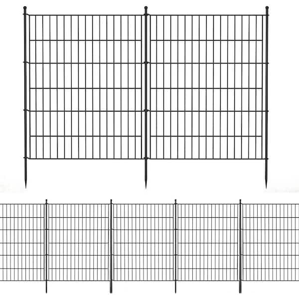 32 in. Metal Garden Fence Animal Barrier Fencing No-Dig Decorative Panels Anti-Rust Wire Border for Dogs Rabbits Patio