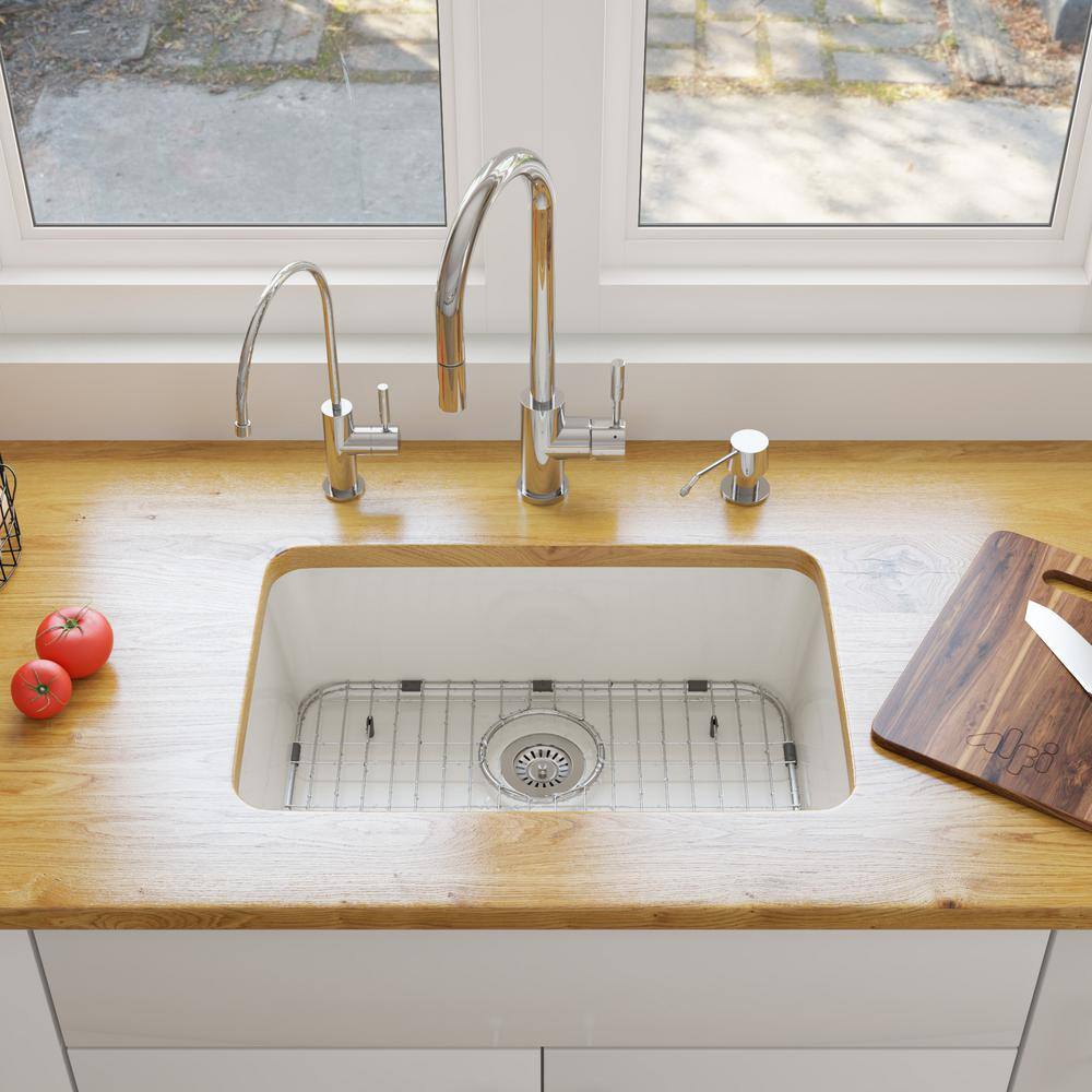 White Fireclay Undermount Single Bowl Kitchen Sink