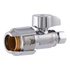 Max 1/2 in. Push-to-Connect x 1/4 in. O.D. Compression Chrome-Plated Brass Quarter-Turn Straight Stop Valve