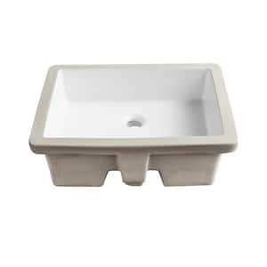 Ursa 19.72 in. Rectangular Undermount Bathroom Sink in White with Overflow Drain