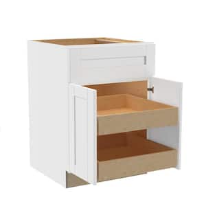 Washington Vesper White Plywood Shaker Assembled Base Kitchen Cabinet FH 2 ROT Soft Close 24 in W x 24 in D x 34.5 in H