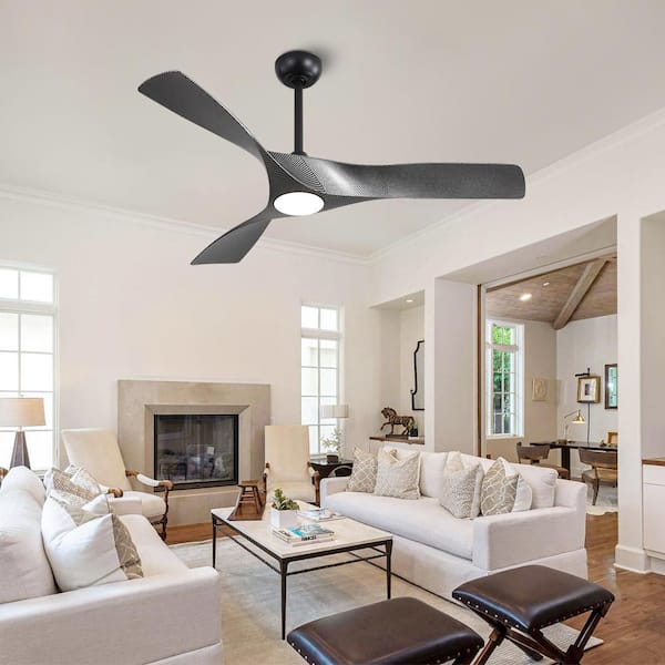 WINGBO 52 in. Carbon Fiber Indoor Ceiling Fan with LED Lights and