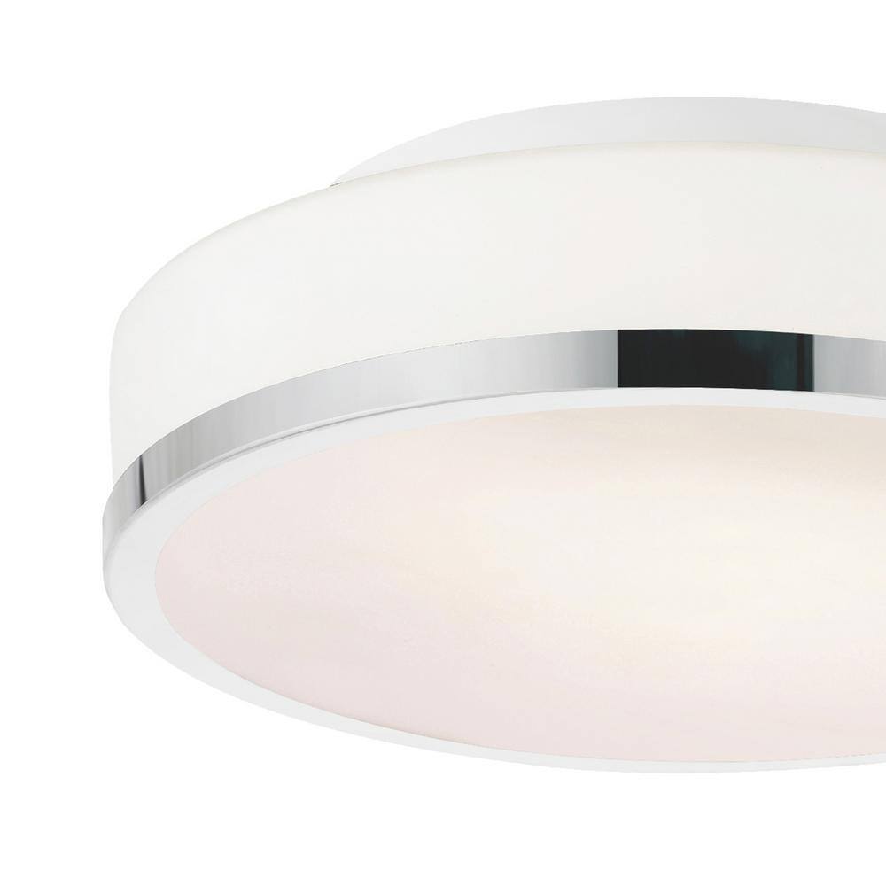 Satin Nickel 10" Contemporary Frosted Glass Drum Flush Mount