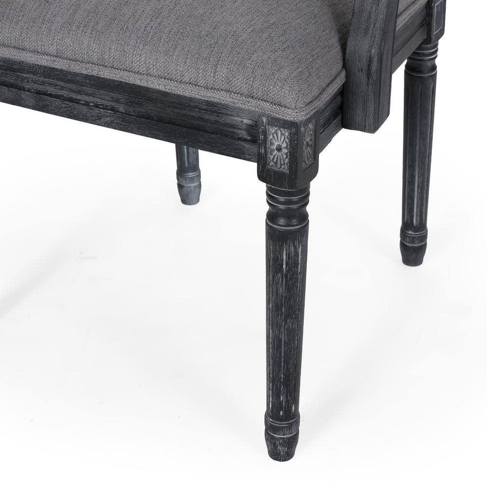Elegant Gray Fabric Upholstered High-Back Arm Chair with Cane Detail, Set of 2