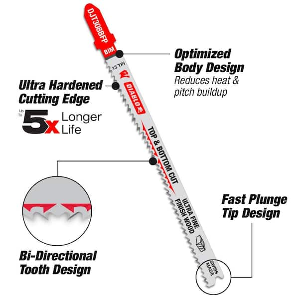 DIABLO 4 in. x 10 TPI HCS Fine Finish Blade (5-Pack) DJT101B5 - The Home  Depot