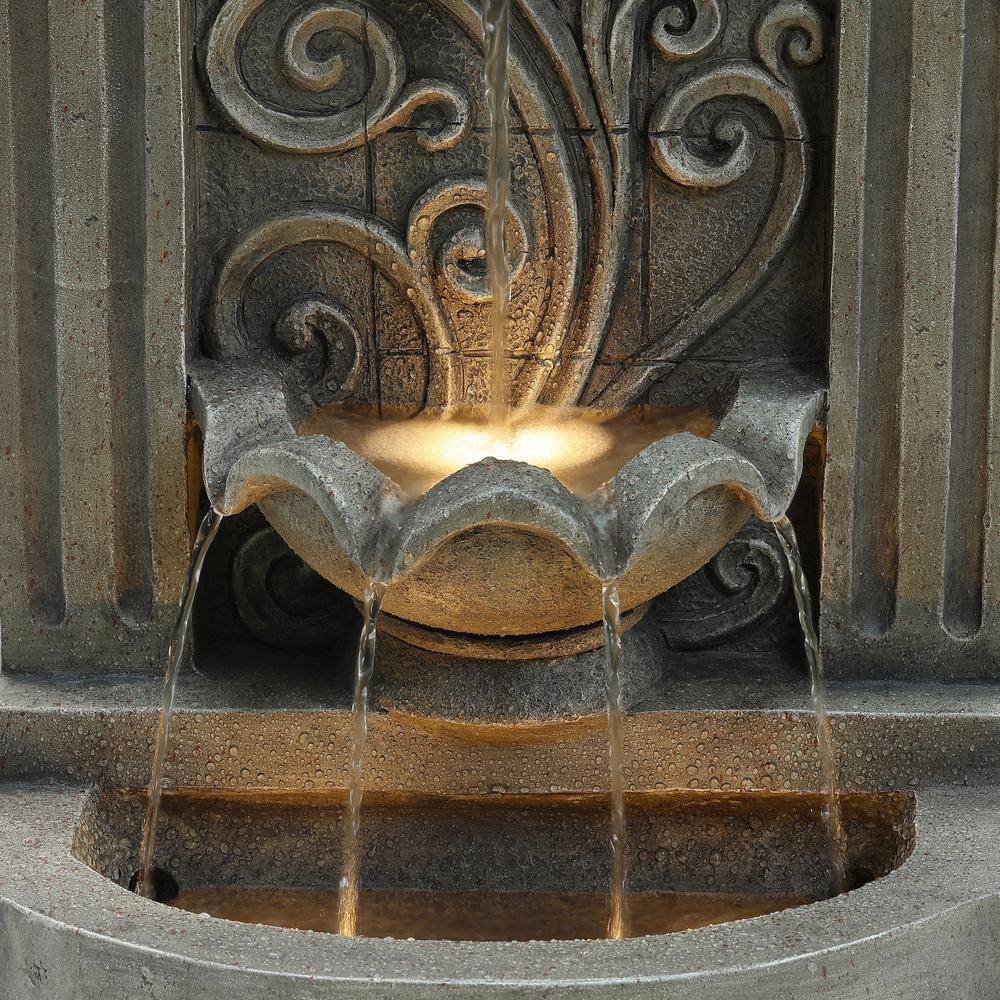 Gray Resin Classical Freestanding Outdoor Water Fountain with Lights