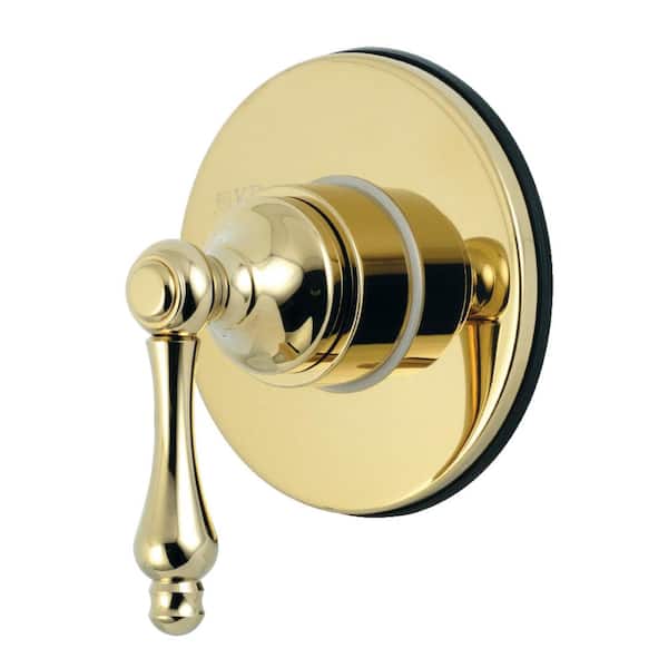 Single-Handle 1-Hole Wall Mount Three-Way Diverter Valve with Trim Kit in Polished Brass