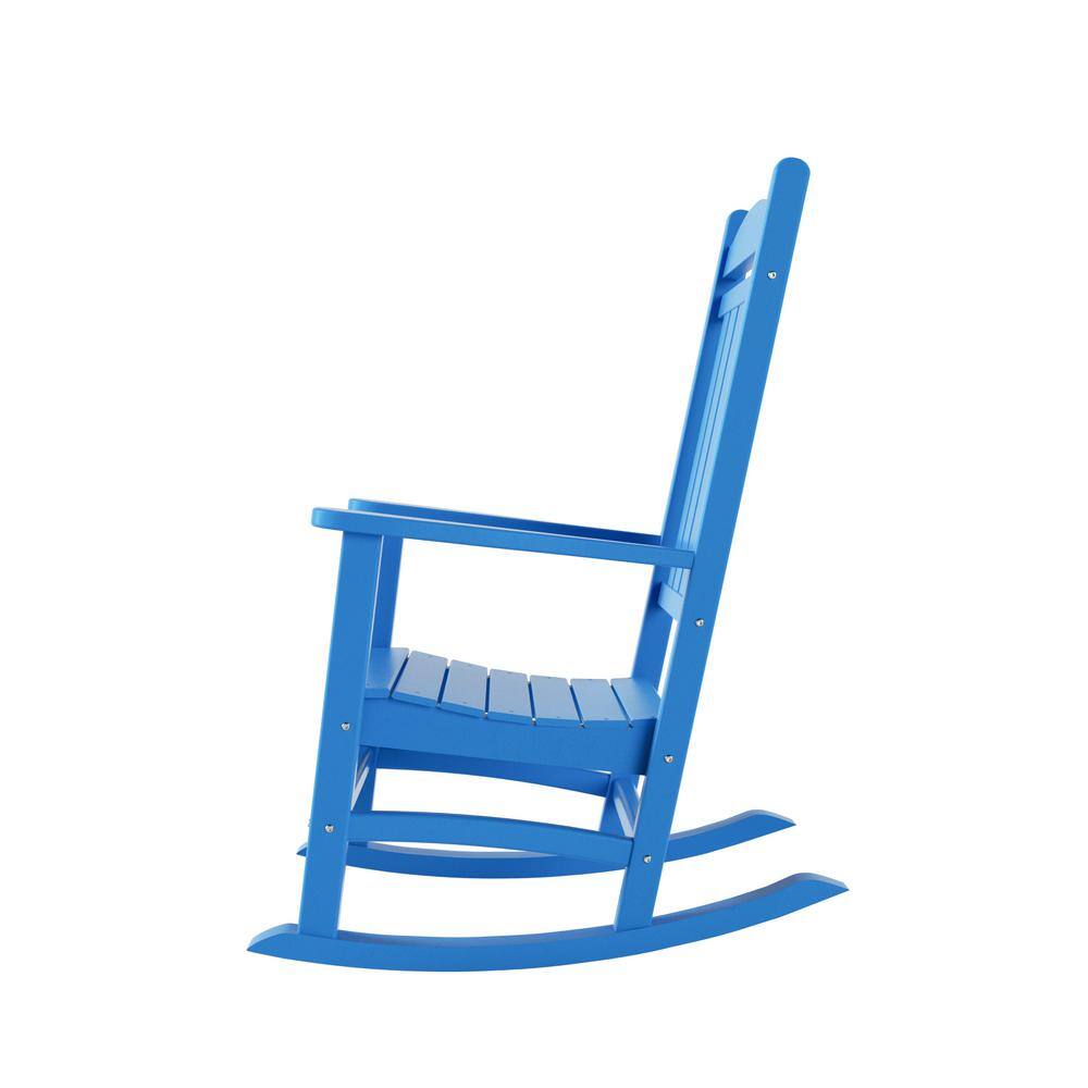 Laguna Pacific Blue Traditional HDPE Rocking Chair with Arms