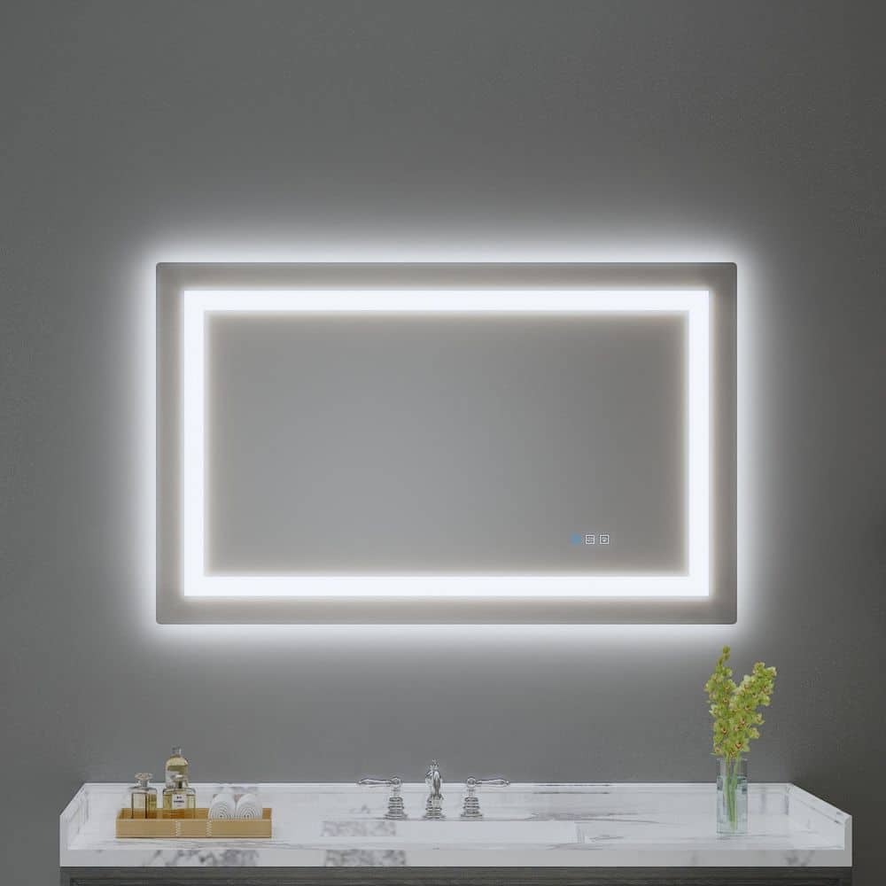48 in. W x 30 in. H Rectangular Frameless Anti-Fog LED Light Wall Bathroom Vanity Mirror with Backlit and Front Light price history on PriceWatchPro
