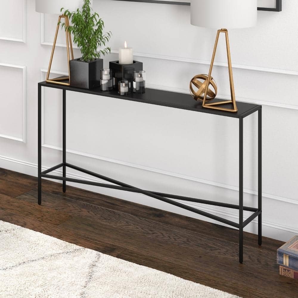 Henley 55'' Blackened Bronze Metal & Glass Console Table