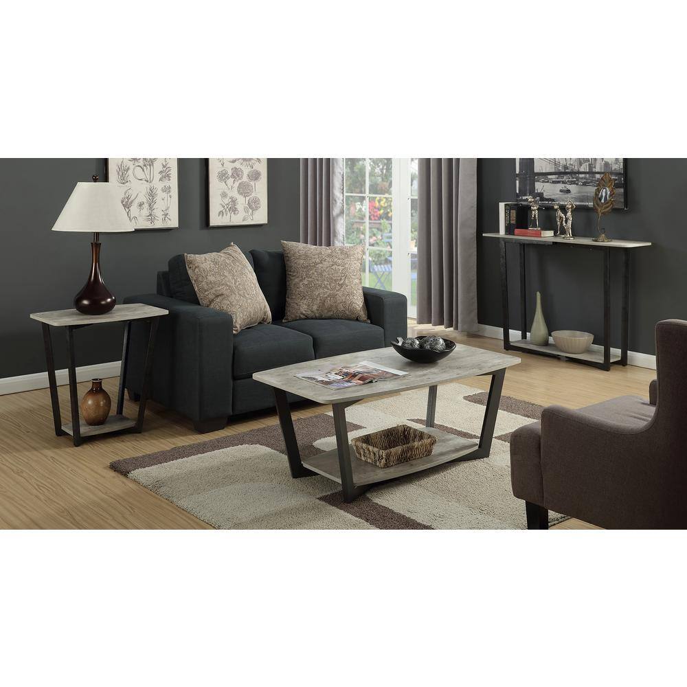 Graystone Faux Birch and Slate Gray End Table with Shelf