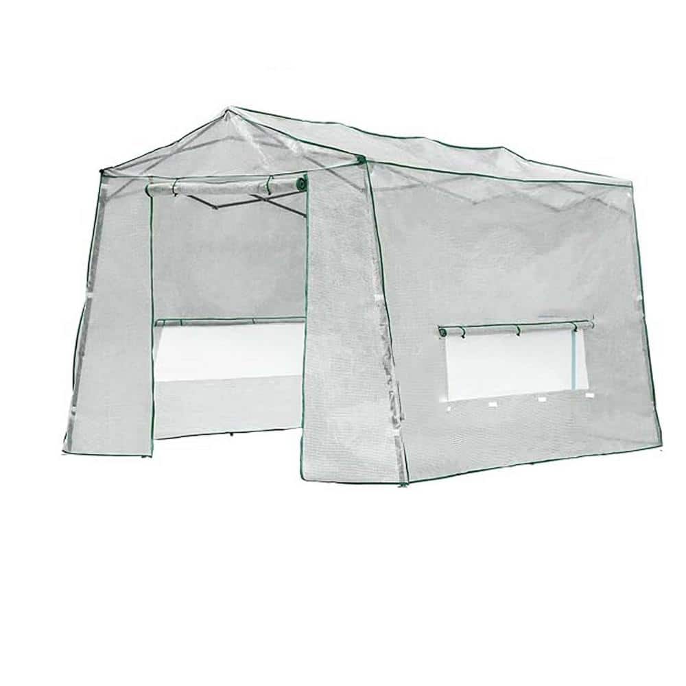 102 in. W x 82.8 in. D x 86.4 in. H White Walk-in Greenhouse with Roll-Up Z