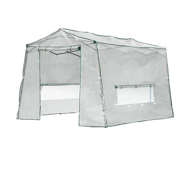 Unbranded 102 in. W x 82.8 in. D x 86.4 in. H White Walk-in Greenhouse with Roll-Up Zipper Entry Doors and Side Windows