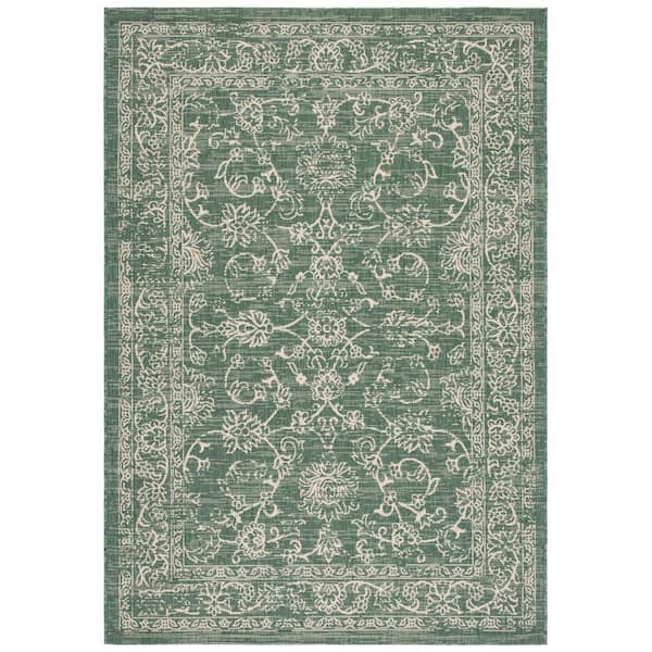 SAFAVIEH Micro-Loop Black/Green 9 ft. x 12 ft. Floral Border Area Rug  MLP522Z-9 - The Home Depot