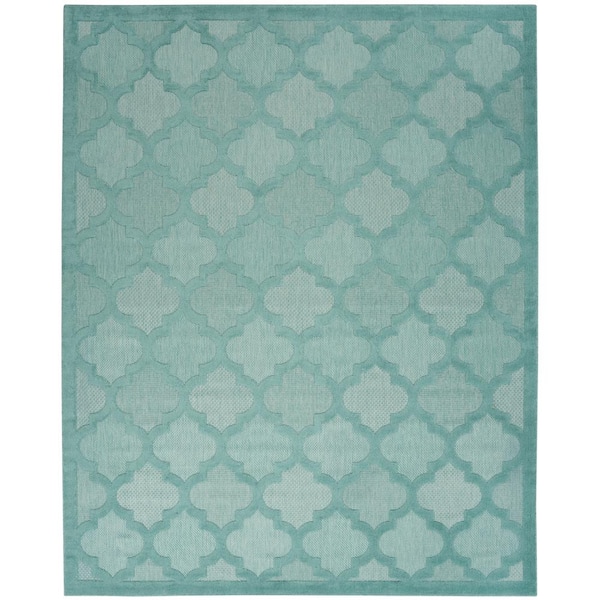 Tokyo - Teal Geometric Outdoor Rug for Patio - (8' x 10')