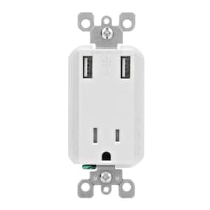 Decora 15 Amp Tamper Resistant Combination Outlet and USB Charger, White