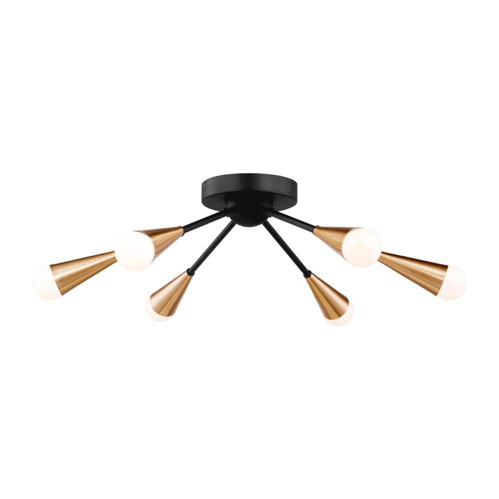 Clive Satin Brass 25" Modern Half-Sputnik Flush Mount